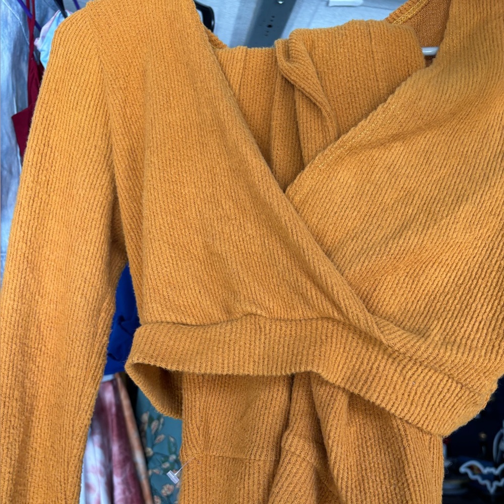 (NWOT) Cozy Mustard Wrap Sweater Set
